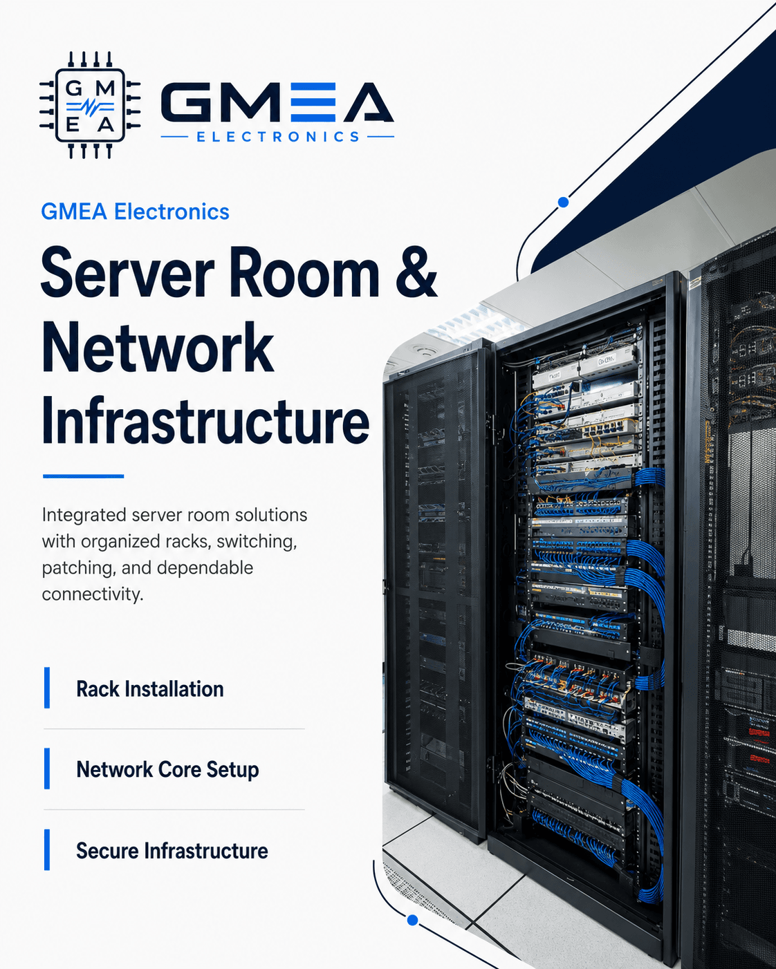 GMEA Electronics server room and network infrastructure solutions